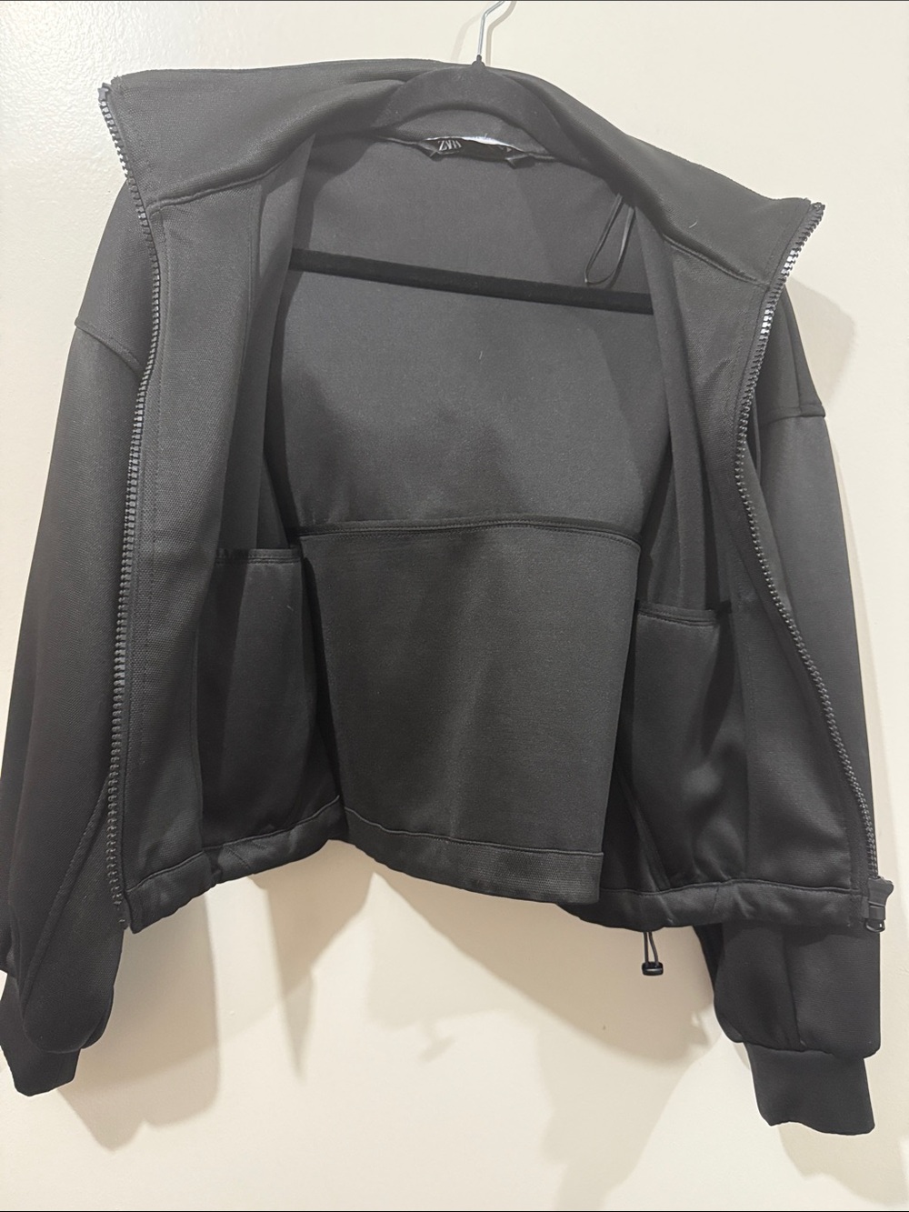 Zara Bomber Hooded Jacket Small Oversized Black - Picture 7 of 8